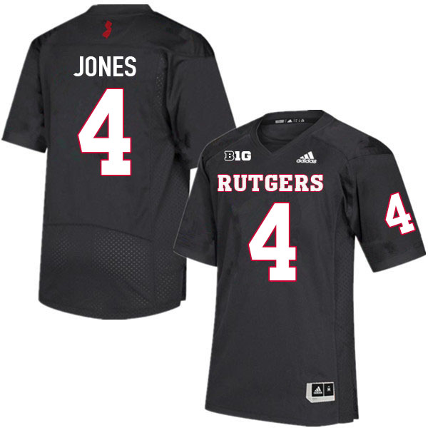 Men #4 Naijee Jones Rutgers Scarlet Knights College Football Jerseys Sale-Black - Click Image to Close